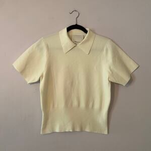 3.1 Phillip Lim Cream Preppy Sweater Shirt Collar Minimalist Stretchy Small